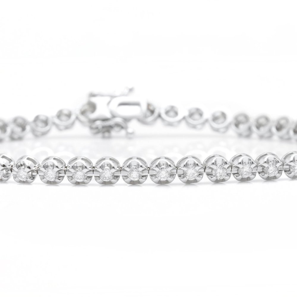 1.70 Carats Stunning Natural Diamond 14K Solid White Gold Bracelet